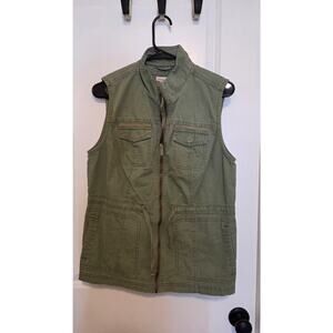 Merona Olive Green Utility Zip Vest Women’s Medium Safari Style Pockets